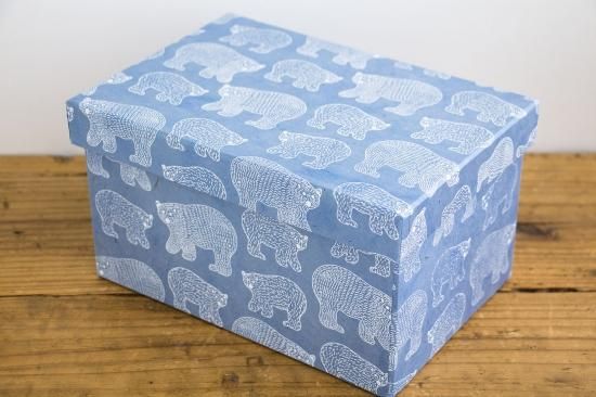 Pottery Nepalese Printed Paper Polar Bear Blue Box Needle Online Boutique 京都の職人による貼箱店