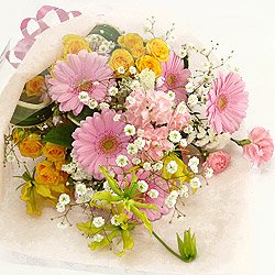 花束 ブーケ ガーベラと季節のお花の花束3500