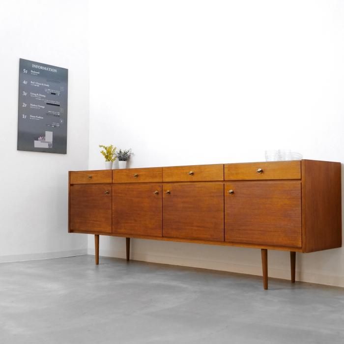 UD10231｜225cm大型サイドボード/Dyrlund（チーク＆真鍮）北欧