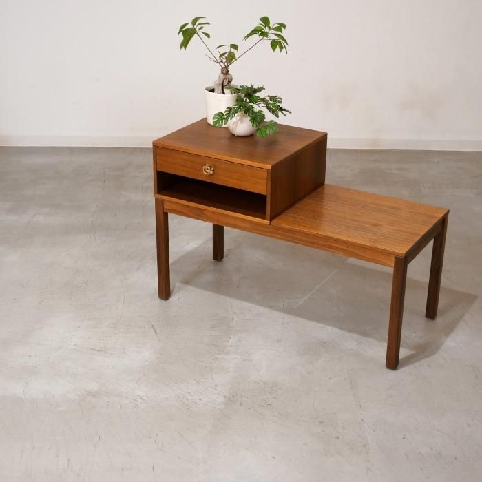 UD12048｜テレフォンベンチ（チーク）北欧ビンテージ家具 ｜interior