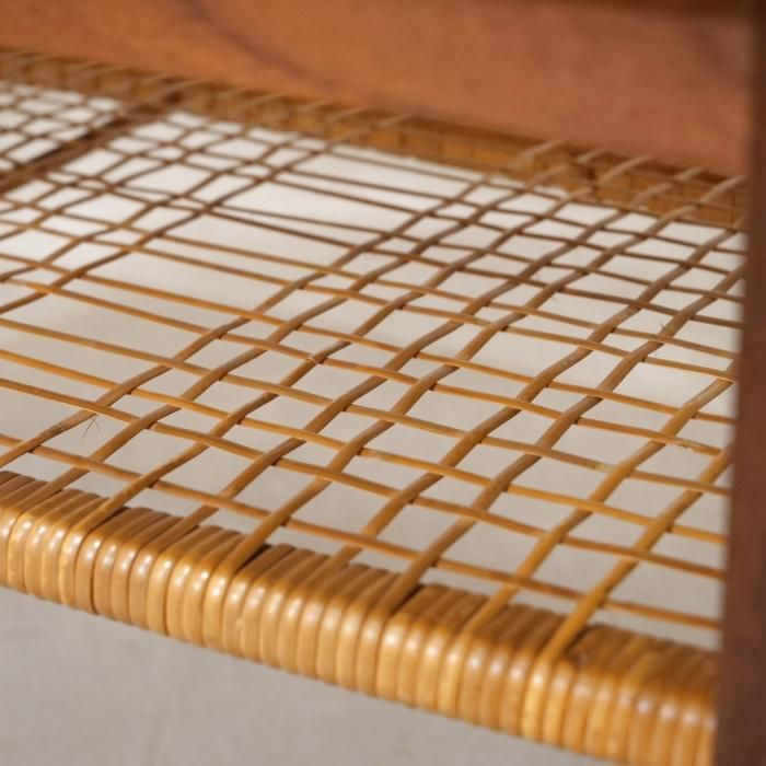 UD12134｜コーヒーテーブル（チーク＆ラタン）北欧ビンテージ家具