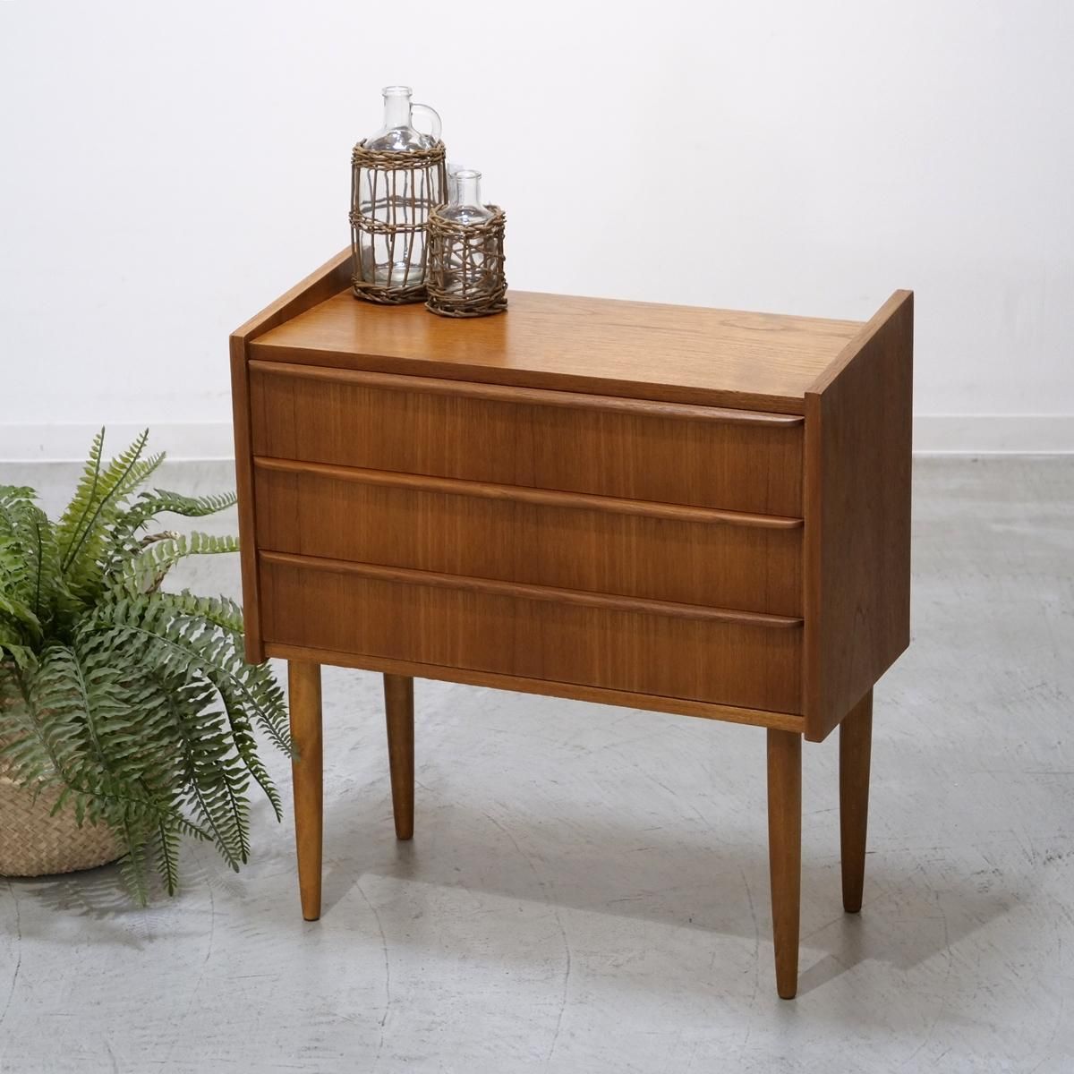 デンマーク 北欧ヴィンテージ チーク 3段 スモール サイドチェスト