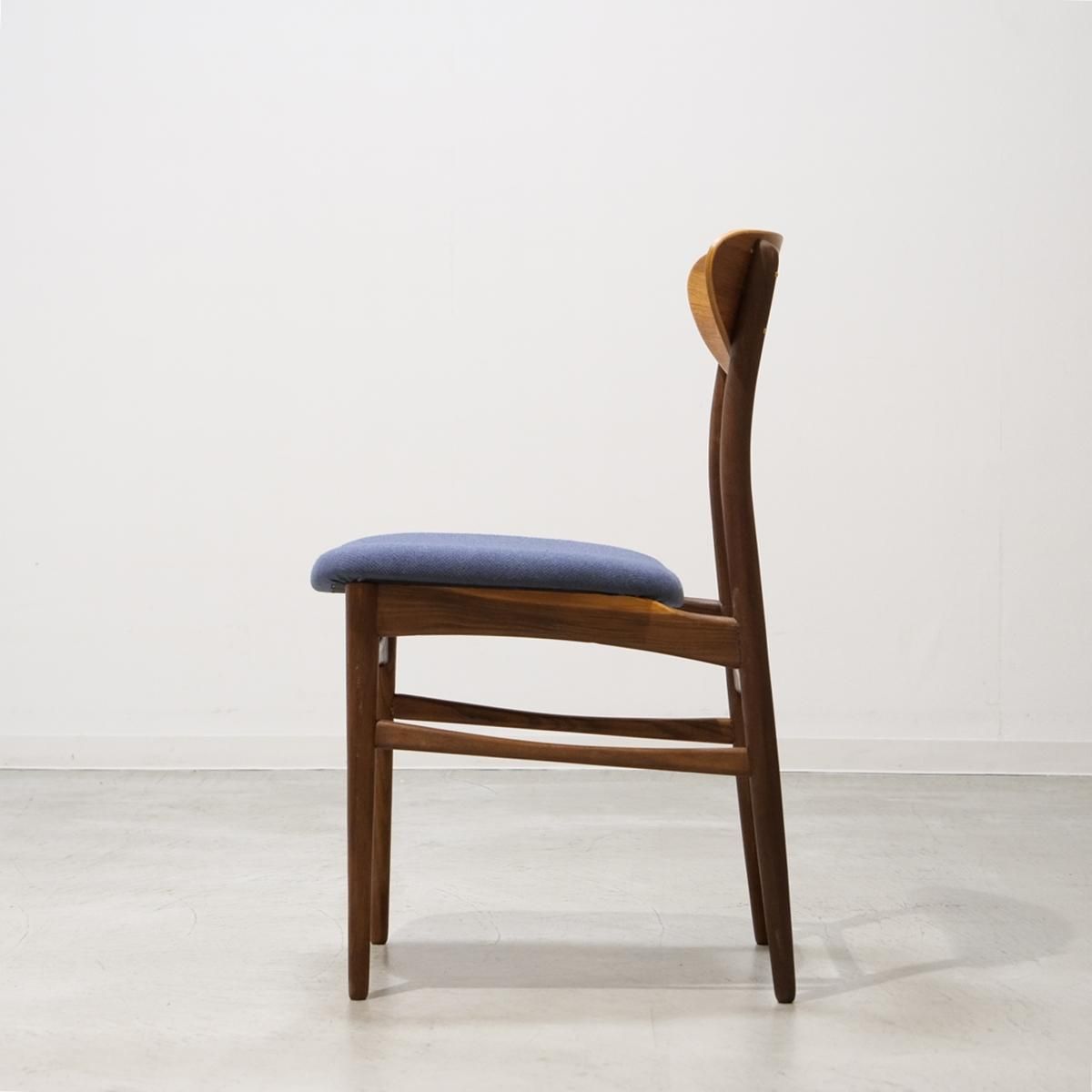 UD18139-藍錆｜ダイニングチェア（チーク）デンマーク北欧ビンテージ