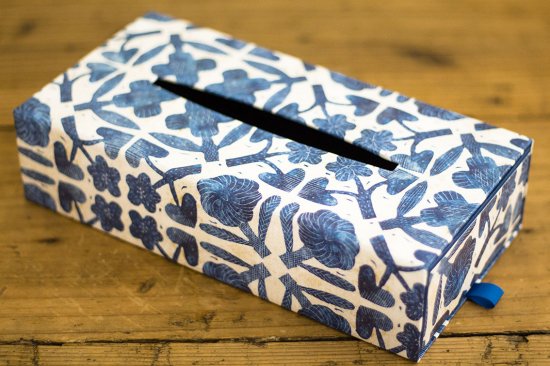 TISSUE BOX / LASTING PAPER -FLEURS BLEUES- - 【BOX&NEEDLE ONLINE