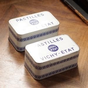 mineraline DU DR ティン缶　フランスアンティーク　パウダー缶 フランス アンティーク ティン缶 PASTILLES VICHY-ETAT 大