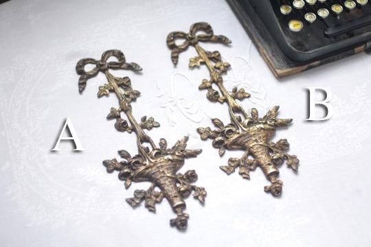 フランス アンティーク 花かご リボン 木製プレート家具装飾 フレンチグレー フランス アンティーク 花かご リボン 木製プレート家具装飾