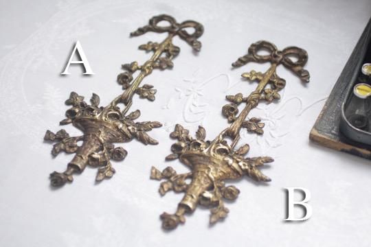 フランス アンティーク 花かご リボン 木製プレート家具装飾 フレンチグレー フランス アンティーク 花かご リボン 木製プレート家具装飾