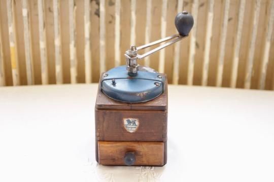 青 プジョー コーヒーミル フランス アンティーク フランス製アンティーク青プジョーライオンコーヒーミル