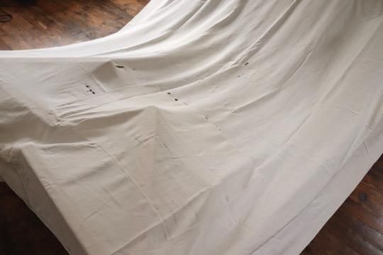 アンティーク　ヴィンテージ　リネンシーツ　フランス　モノグラム　ハンドメイド アンティーク コットンリネンシーツ ハンドメイドモノグラム VB