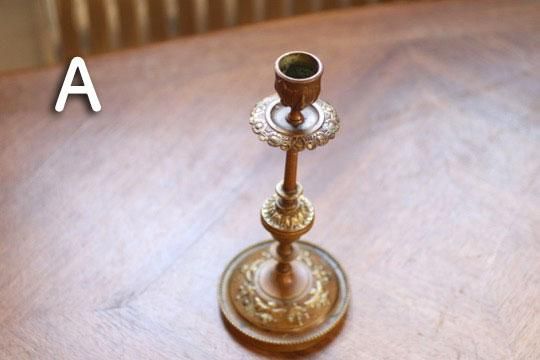 フランスアンティーク　キャンドルスタンド　ブロンズ　キャンドルホルダー フランス アンティーク ブロンズ キャンドルスタンド - フランス