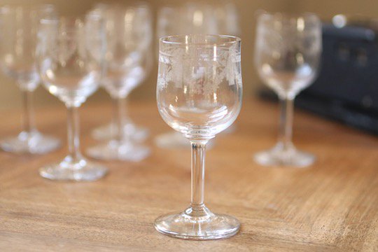 アンティーク クリスタル ワイングラス リボン - フランスアンティーク