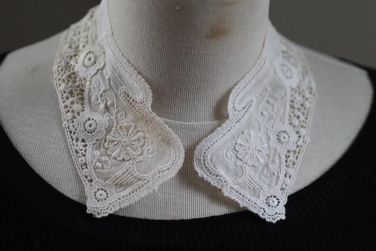 刺繍レース つけ襟 6,5x39cm - フランスアンティーク雑貨 Mille