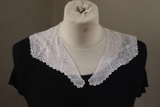 1880年代 フランス アイリッシュクロシェレース つけ襟 ビッグカラー 1880年代 フランス アイリッシュクロシェレース つけ襟 ビッグカラー