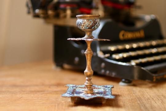 フランス アンティーク ブロンズ ホーロー 彩色 キャンドル