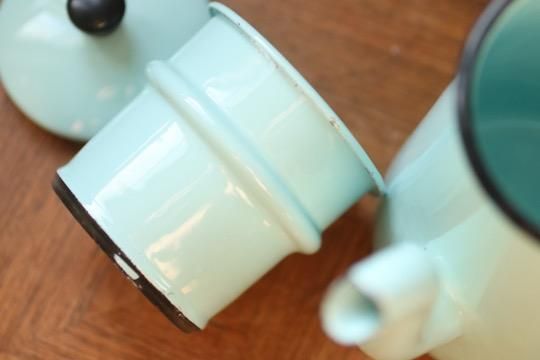 アンティーク ホーロー コーヒーポット パステルブルー