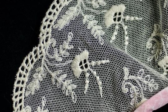 チュール刺繍レース つけ襟 12x85cm - フランスアンティーク雑貨