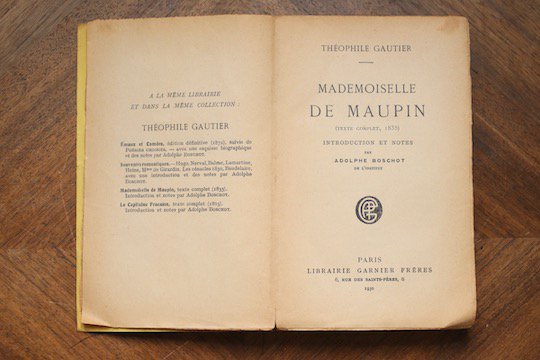 フランス古書 MADEMOISELLE DE MAUPIN - THEOPHILE GAUTIER（テオフィル・ゴーチエ）著