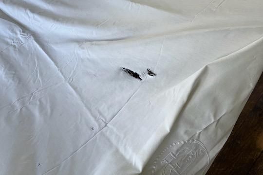 フランス　アンティーク　シーツ　リネン　モノグラムとドット フランスアンティークリネンシーツ | 上質なモノグラム刺繍
