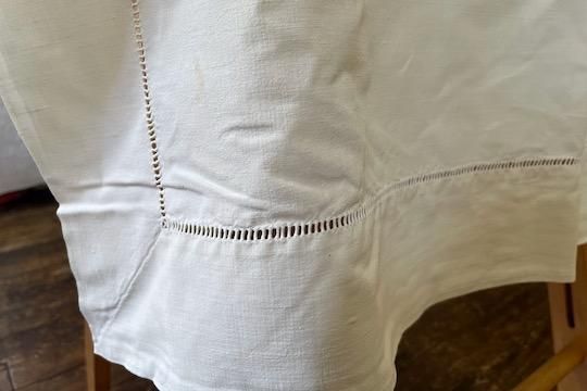 アンティーク コットンリネンシーツ ハンドメイドモノグラム FG
