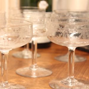 アンティーク クリスタル シャンパン グラス リボン - フランスアンティーク雑貨 Mille Chats