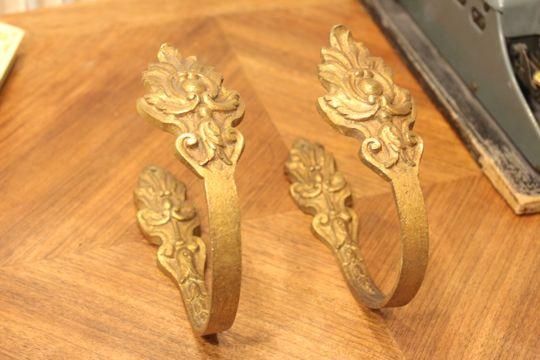 フランス アンティーク 真鍮 カーテン ホルダーDフック 留め タッセル