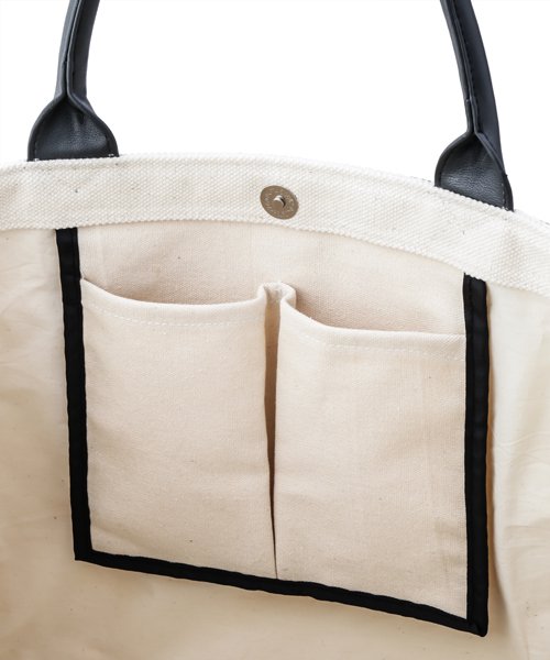 NIL DUE / NIL UN TOKYO / ニル デュエ / ニル アン トーキョー ｜ LEATHER MASKING CANVAS TOTE LARGE / WH　商品画像3