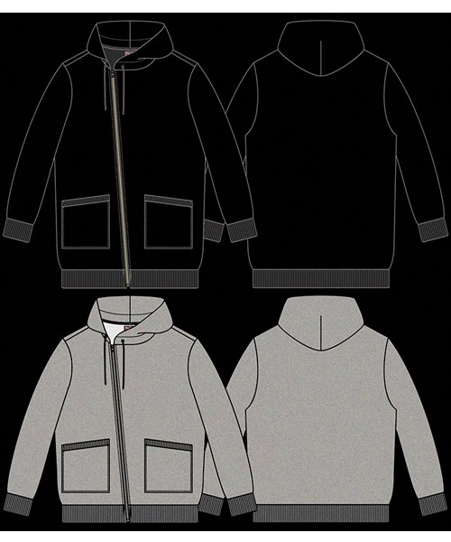 RALEIGH / ラリー（RED MOTEL / レッドモーテル） ｜ “TO CUT A LONG STORY SHORT” ASYMMETRIC ZIP HOODIE (BK)　商品画像11