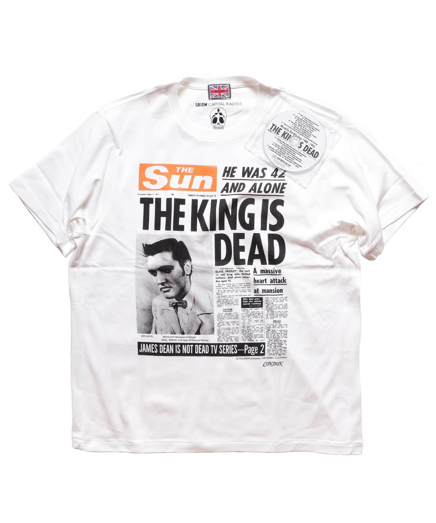 RALEIGH / ラリー（RED MOTEL / レッドモーテル） ｜  Obituary in a Newspaper ”THE KING IS DEAD” T-SHIRTS (WH)　商品画像