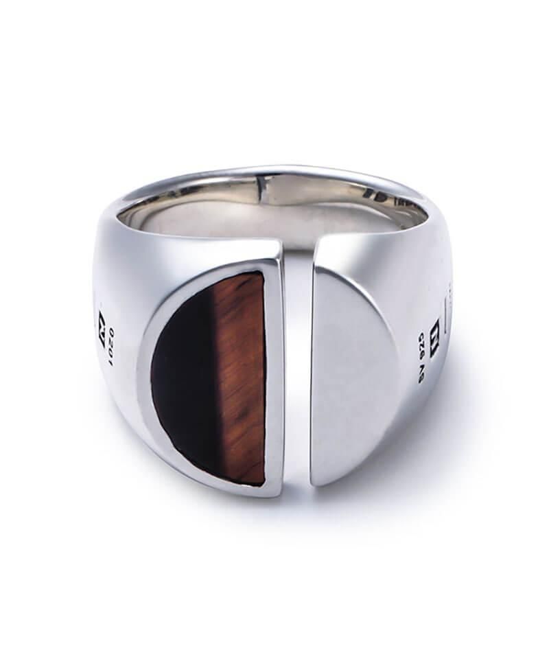 SPLIT CARVED SEAL RING (SILVER/TIGER EYE) - セレクトショップ