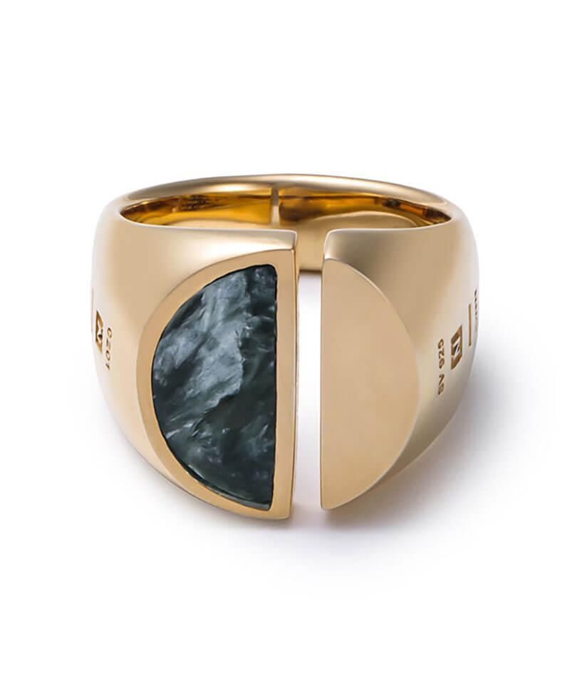 SPLIT CARVED SEAL RING (GOLD/SERAPHINITE) - セレクトショップ