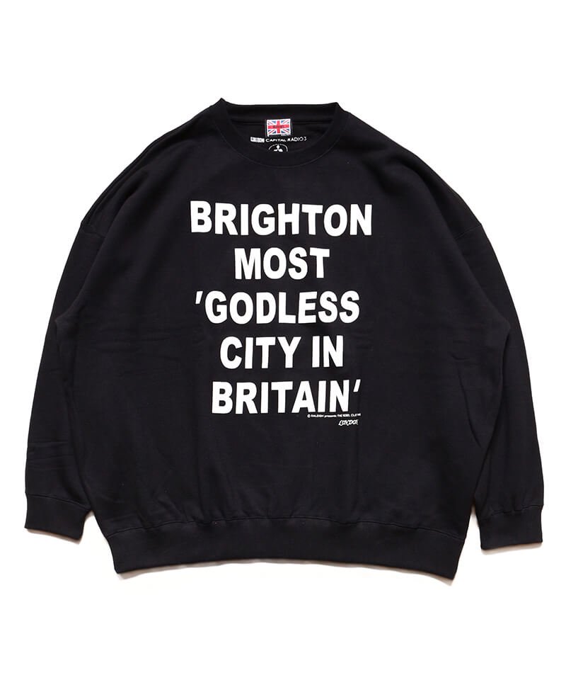RALEIGH / ラリー（RED MOTEL / レッドモーテル） ｜ “BRIGHTON MOST ‘GODLESS CITY IN BRITAIN'” C/N SWEAT (Loose Fit : BLACK)商品画像