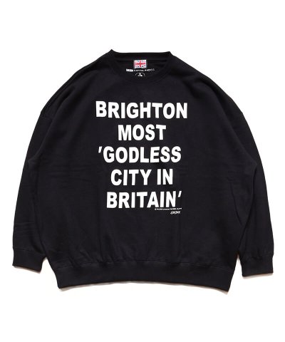 RALEIGH / ラリー（RED MOTEL / レッドモーテル） / “BRIGHTON MOST ‘GODLESS CITY IN BRITAIN'” C/N SWEAT (Loose Fit : BLACK)
