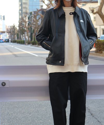 STYLE / スタイル / RALEIGH：“44口径” SINGLE LEATHER JACKET (2021 Ver. / BLACK)　COOKMAN：WIDE CHEF PANTS (BLACK)