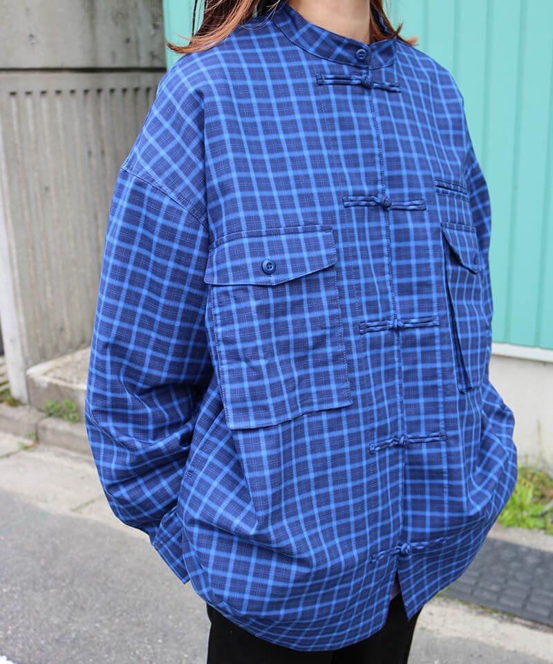 STYLE / スタイル ｜Frame switchwear：KUNG-FU SHIRT (NAVY×BLUE) / COOKMAN：WIDE CHEF PANTS (BLACK)商品画像1