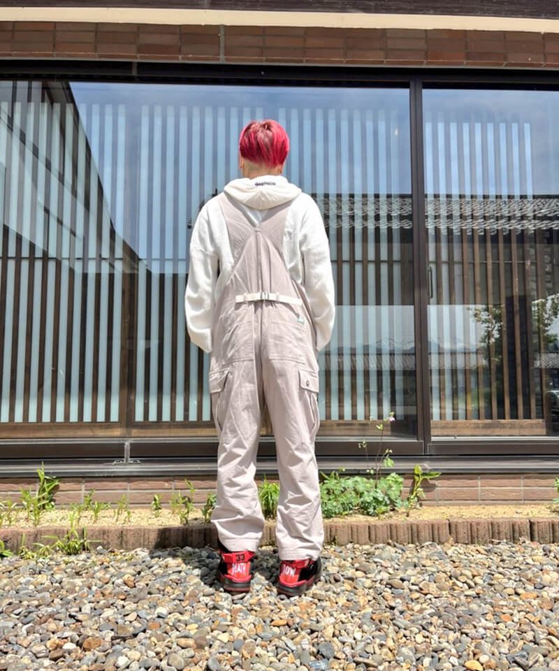STYLE / スタイル ｜Frame switchwear：CANVAS OVERALL (L.GRAY) / NIL DUE / NIL UN TOKYO：PULLOVER WAFFLE HOODIE (WHITE)　商品画像3