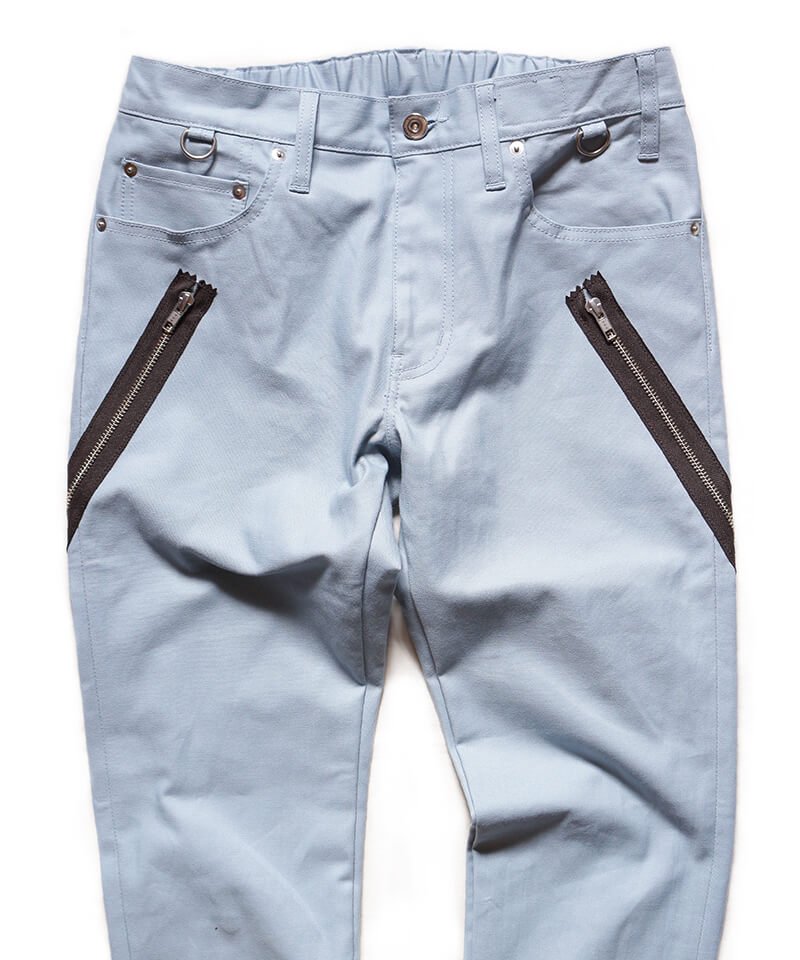 RALEIGH / ラリー【 “Let’s Suspend The Fight Together” ZIP SLIM TROUSERS (ICE  BLUE) 】- SIDEMILITIA inc.の通販サイト