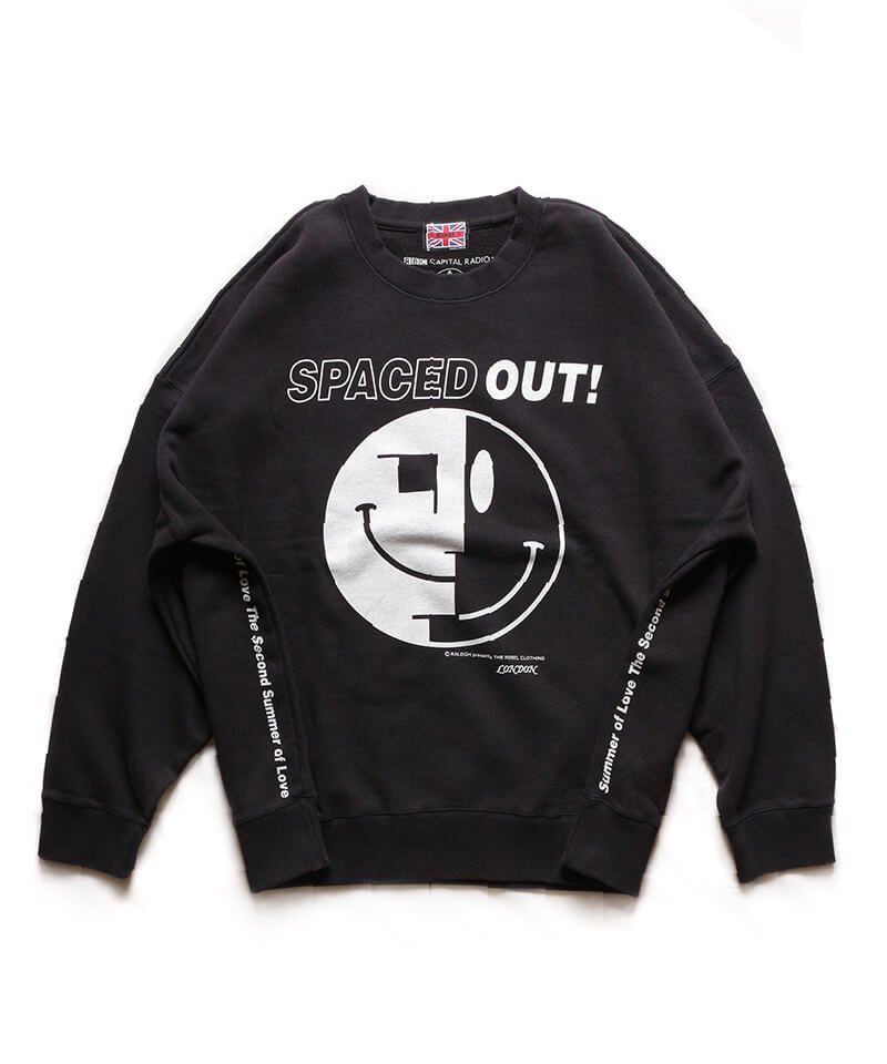 RALEIGH / ラリー（RED MOTEL / レッドモーテル） ｜ “SPACED OUT! FAKED SMILE!!” C/N VINTAGE SWEAT (Loose Fit：ACID BLACK)商品画像