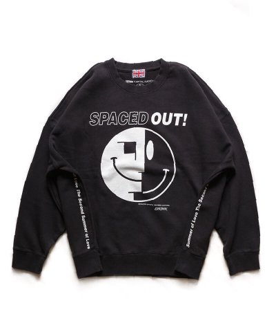 RALEIGH / ラリー（RED MOTEL / レッドモーテル） / “SPACED OUT! FAKED SMILE!!” C/N VINTAGE SWEAT (Loose Fit：ACID BLACK)