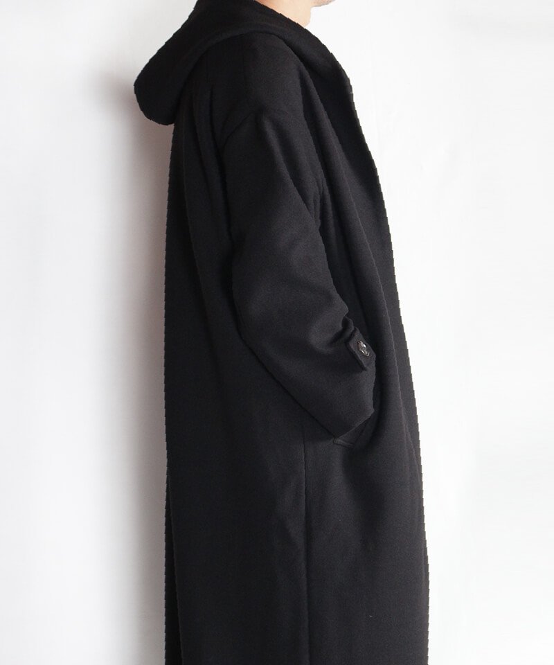 LONG HOODIE OVER COAT (BLACK) - セレクトショップ SIDEMILITIA（サイドミリティア）通販サイト