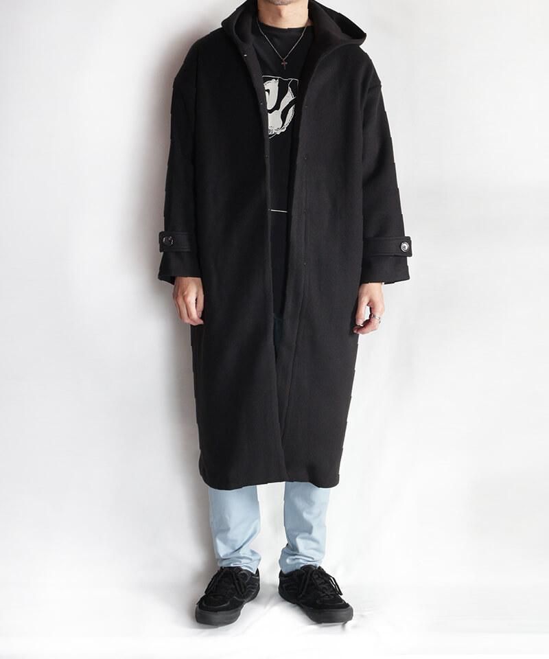 LONG HOODIE OVER COAT (BLACK) - セレクトショップ SIDEMILITIA（サイドミリティア）通販サイト