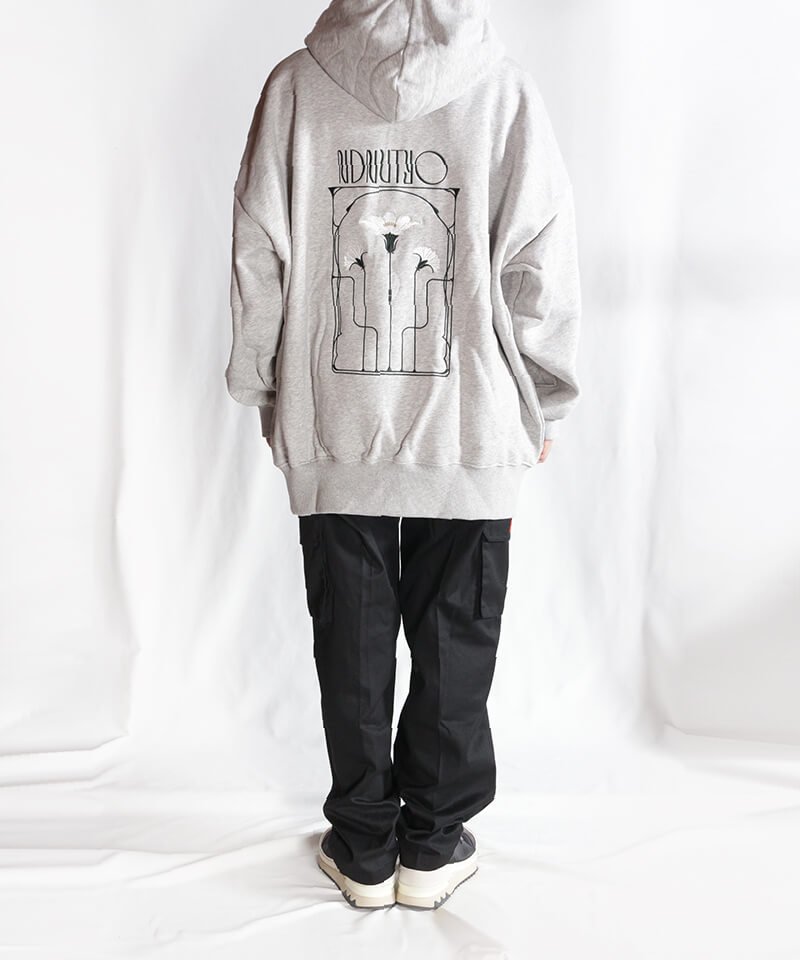 EMBROIDERY FLOWER HOODIE (LIGHT GRAY) - セレクトショップ