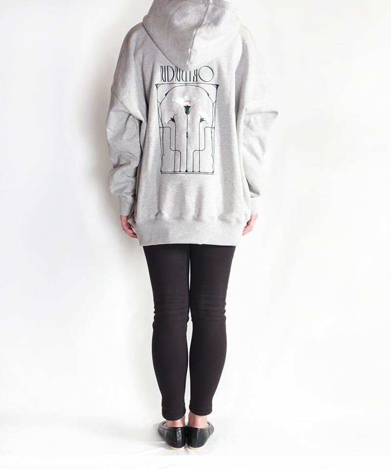 EMBROIDERY FLOWER HOODIE (LIGHT GRAY) - セレクトショップ