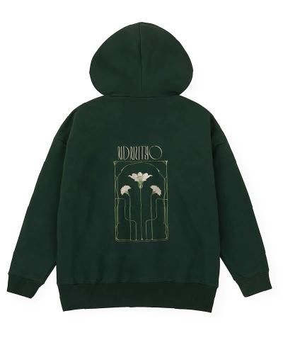 NIL DUE / NIL UN TOKYO / ˥ ǥ奨 / ˥  ȡ硼 / EMBROIDERY FLOWER HOODIE (DARK GREEN)