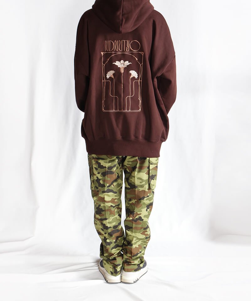 EMBROIDERY FLOWER HOODIE (DARK BROWN) - セレクトショップ