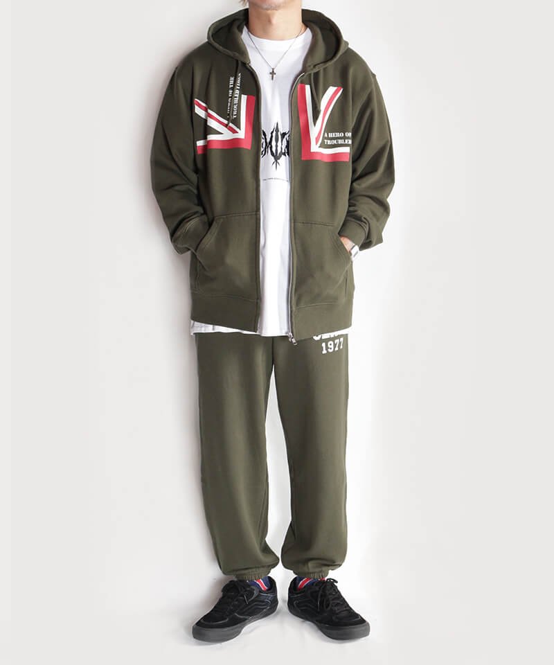 RALEIGH / ラリー（RED MOTEL / レッドモーテル） ｜“WAVE A UNION FLAG (Legacy Edition)” COMBAT SPORT ZIP HOODIE & “CLA5H 1977” COMBAT SPORT PANTS (GN)商品画像20