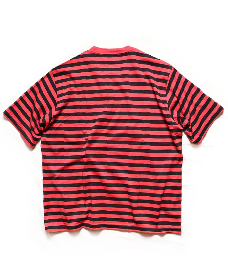 RALEIGH / ラリー（RED MOTEL / レッドモーテル） ｜“You Are The Paradise” BORDER S/S T-SHIRTS (RED×BLACK / Loose Fit)商品画像1