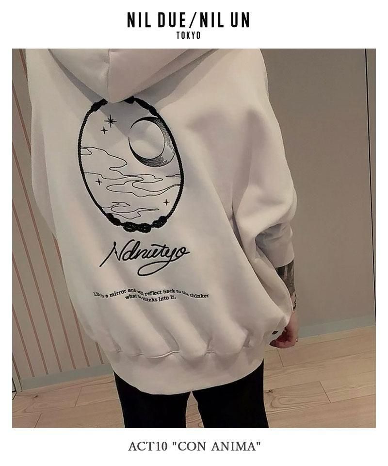NIL DUE / NIL UN TOKYO / ニル デュエ / ニル アン トーキョー ｜EMBROIDERY MIRROR HOODIE (LIGHT BEIGE)商品画像12