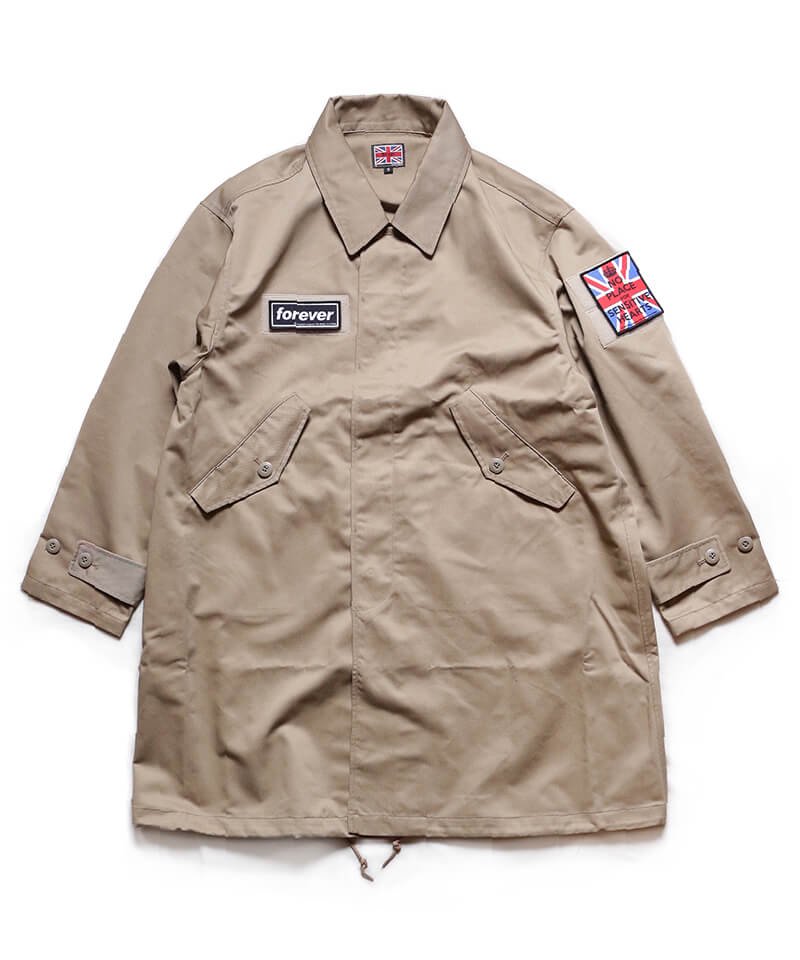 RALEIGH / ラリー（RED MOTEL / レッドモーテル） ｜ “BAND OF OUTSIDERS (はみだし者のアレイウェイ)” SOUTIEN COLLAR SPRING COAT + VELCRO MORALE PATCH SET (BEIGE)商品画像