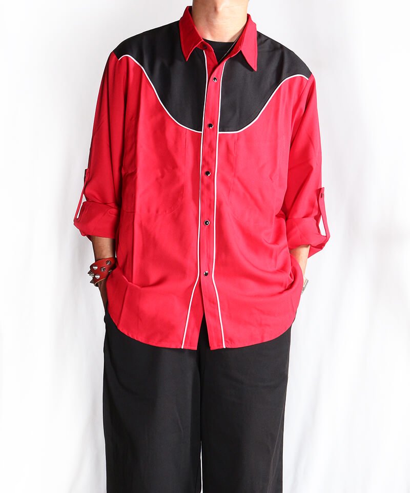 RALEIGH / ꡼RED MOTEL / åɥ⡼ƥ áHANG EM HIGH (ߤ夲) ROLL-UP(DRESS-UP) SHIRTS BLOUSON (REDBLACK)ʲ10