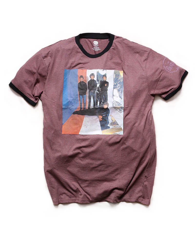 Official Artist Goods / ХTʤ  THE BEATLES / ӡȥ륺STRIPES SLEEVE PRINT RINGER T-SHIRT (MAROON RED) ʲ